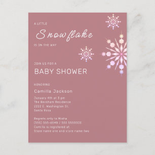 Pink Little Snowflake Winter Baby Shower for Girls Postcard