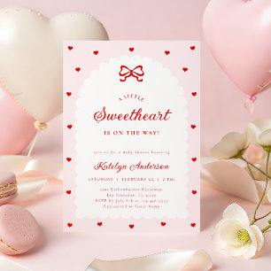 Pink Little Sweetheart Bow Baby Shower Invitation
