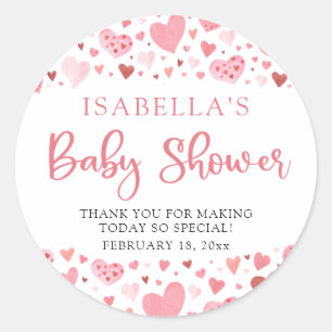 Pink Little Sweetheart Valentine's Day Baby Shower Classic Round Sticker