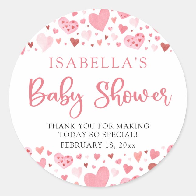 Pink Little Sweetheart Valentine's Day Baby Shower Classic Round Sticker (Front)