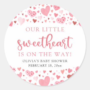 Pink Little Sweetheart Valentine's Day Baby Shower Classic Round Sticker