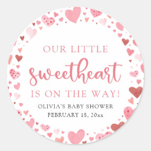 Pink Little Sweetheart Valentine's Day Baby Shower Classic Round Sticker
