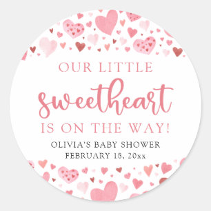 Pink Little Sweetheart Valentine's Day Baby Shower Classic Round Sticker