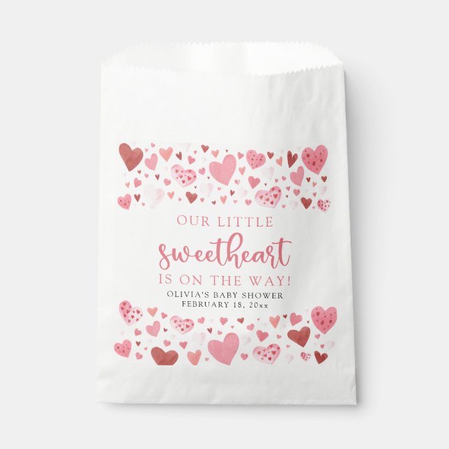 Pink Little Sweetheart Valentine's Day Baby Shower Favour Bags (Front)