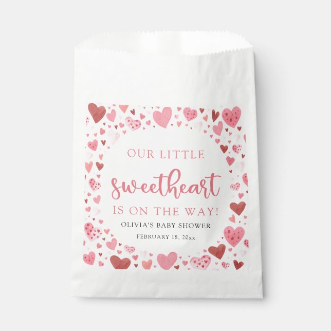 Pink Little Sweetheart Valentine's Day Baby Shower Favour Bags (Front)