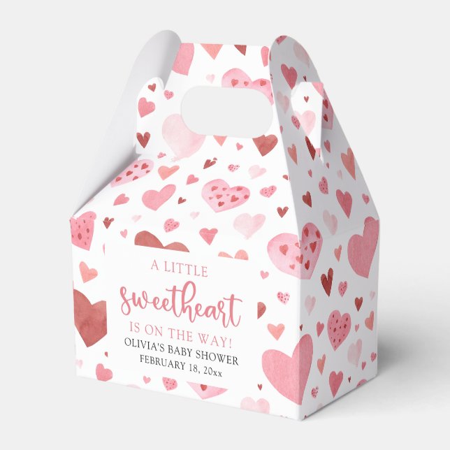 Pink Little Sweetheart Valentine's Day Baby Shower Favour Box (Front Side)
