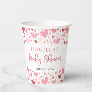 Pink Little Sweetheart Valentine's Day Baby Shower Paper Cups