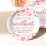 Pink Little Sweetheart Valentine's Day Baby Shower Paper Plate<br><div class="desc">Pink Little Sweetheart Valentine's Day Baby Shower Paper Plates These Pink Little Sweetheart Valentine's Day Baby Shower Napkins are here to add a lovely touch to your celebration! With their charming design, they bring an extra dash of sweetness to your baby shower decor. Perfect for those messy moments or as...</div>
