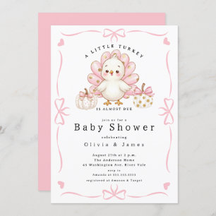 Pink Little Turkey Baby Shower Invite