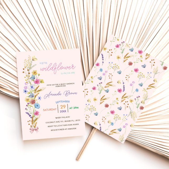 Pink Little wildflower Baby Girl Shower Invitation (Creator Uploaded)