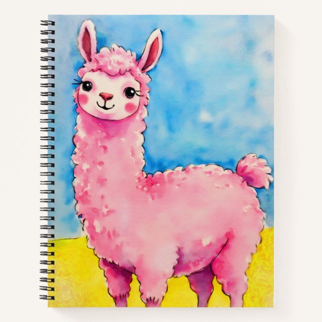 Pink Llama Against a Blue Sky Notebook (Front)