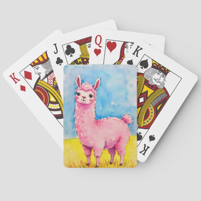 Pink Llama Against a Blue Sky Playing Cards (Back)