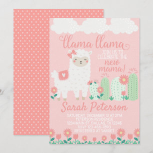 Pink Llama Baby Shower Invitation Invite