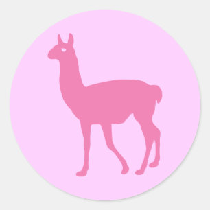 Pink Llama Classic Round Sticker