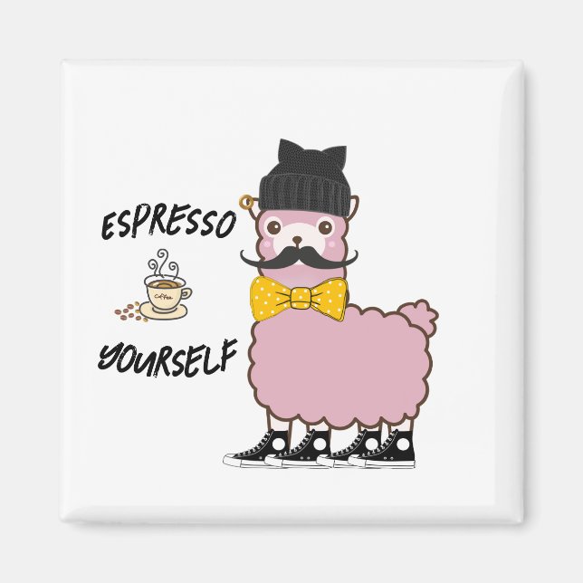 Pink Llama Espresso Yourself Magnet (Front)