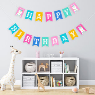 Pink Llama Happy Birthday Party Girl Fiesta Bunting