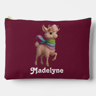 Pink Llama Pattern Perzonalized Accessory Pouch