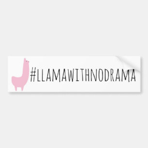 Pink Llama With No Drama Bumper Sticker