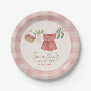 Pink Locally Grown Farmer's Market Baby Shower Paper Plate