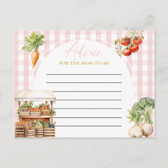 Pink Locally Grown Fresh Market Baby Shower Advice Postcard (Front)