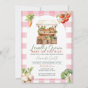 Pink Locally Grown Fresh Market Baby Shower Invitation