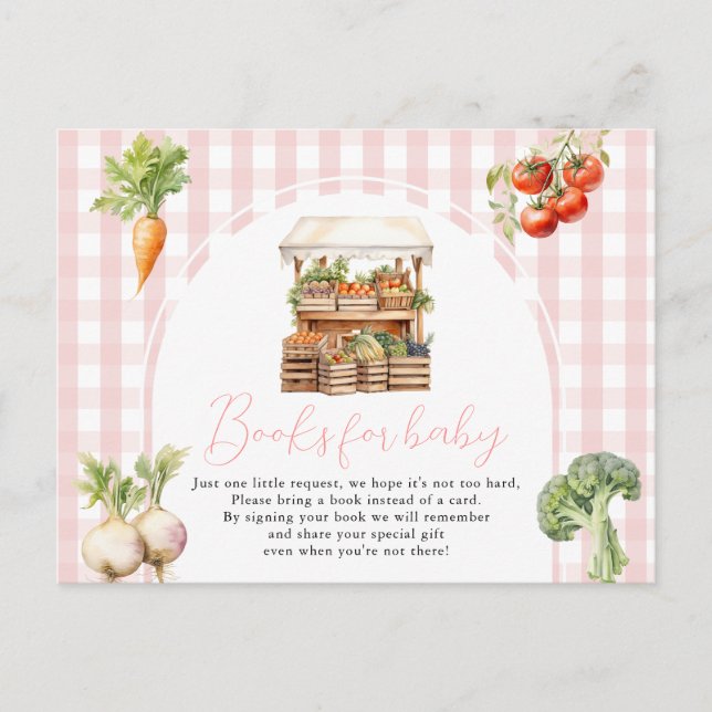 Pink Locally Grown Fresh Market Books for baby Postcard (Front)