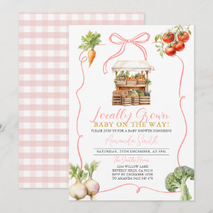 Pink Locally Grown Vegetables Market Baby Shower  Invitation