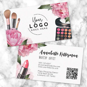 Pink Logo Beauty Makeup Artist Business Card