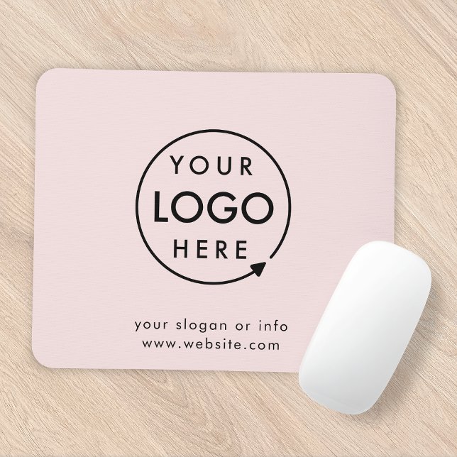 Pink Logo | Business Corporate Modern Minimalist Mouse Mat (Creator Uploaded)