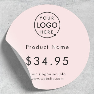 Pink Logo   Business Product Price Tag Sticker