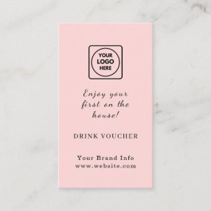 Pink Logo Custom Corporate Party Drink Voucher Business Card