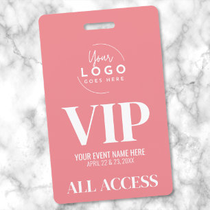 Pink Logo Event VIP All Access Pass ID Badge