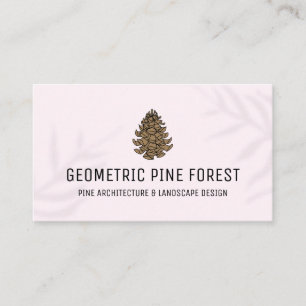 Pink Logo Forest Tree Pine Cone Business Card