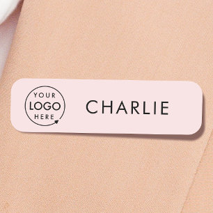 Pink Logo   Modern Business Employee Staff Name Tag
