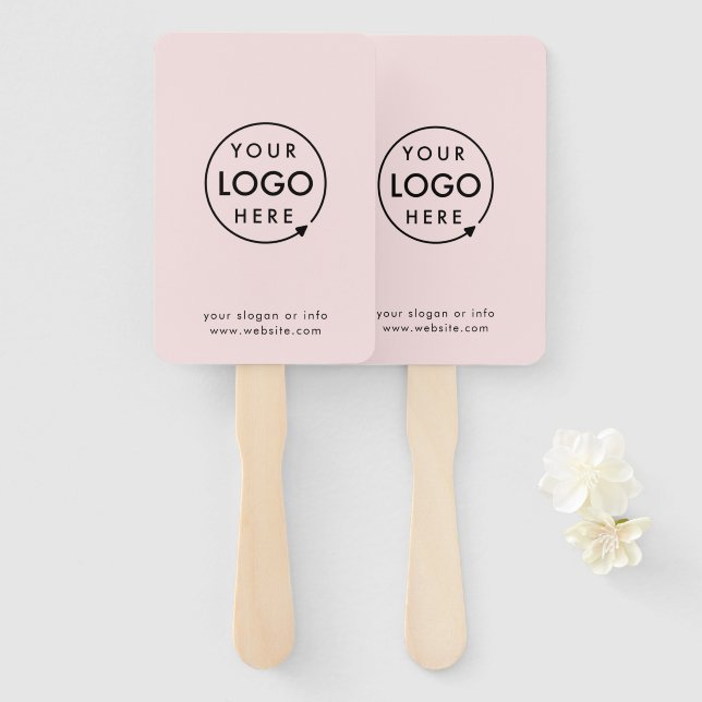 Pink Logo | Modern Business Promotional Hand Fan (Front and Back)