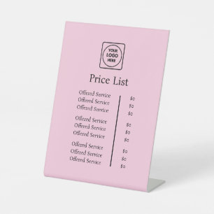 Pink Logo Modern Professional Custom Price List Pedestal Sign