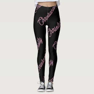 pink logo repeat Leggings