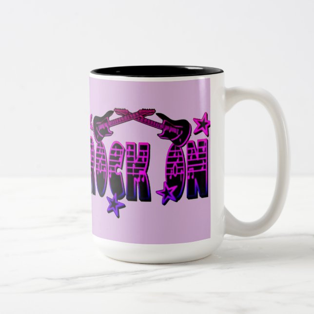 Pink Logo Rock On Guitars & Stars Mug (Right)