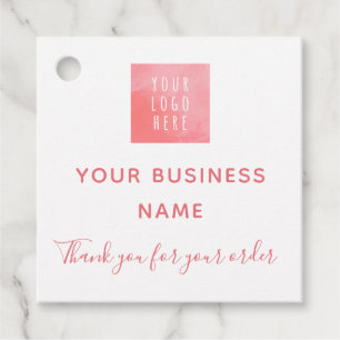 Pink Logo Watercolor Social Media Order Thank You Favour Tags
