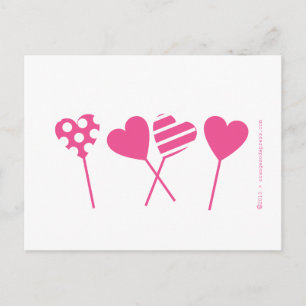 Pink Lollipop Hearts Postcard
