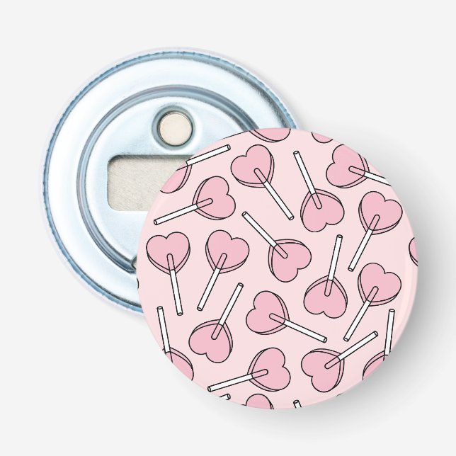 Pink Lollipops, Heart Lollipops, Lollipop Pattern Bottle Opener (Front)