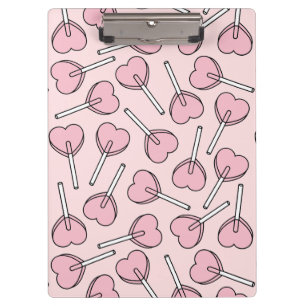 Pink Lollipops, Heart Lollipops, Lollipop Pattern Clipboard