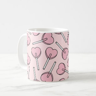 Pink Lollipops, Heart Lollipops, Lollipop Pattern Coffee Mug