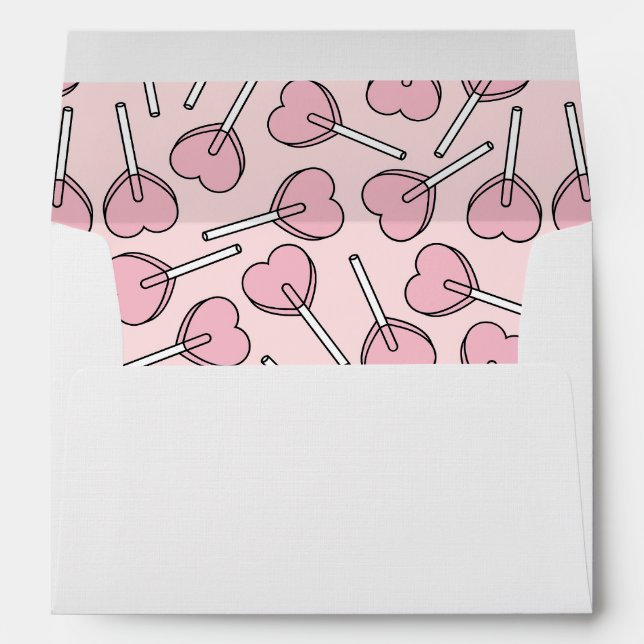 Pink Lollipops, Heart Lollipops, Lollipop Pattern Envelope (Back (Bottom))