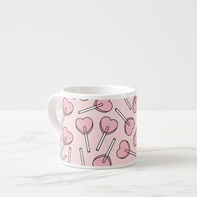 Pink Lollipops, Heart Lollipops, Lollipop Pattern Espresso Cup (Front Left)