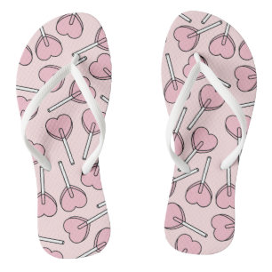 Pink Lollipops, Heart Lollipops, Lollipop Pattern Flip Flops