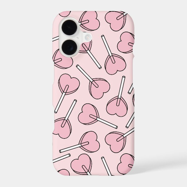 Pink Lollipops, Heart Lollipops, Lollipop Pattern iPhone Case (Back)