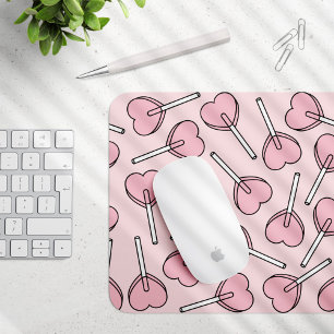 Pink Lollipops, Heart Lollipops, Lollipop Pattern Mouse Mat