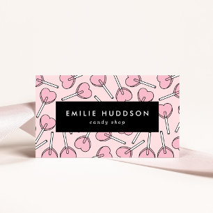 Pink Lollipops, Heart Lollipops, Lolly, Candy Shop Business Card