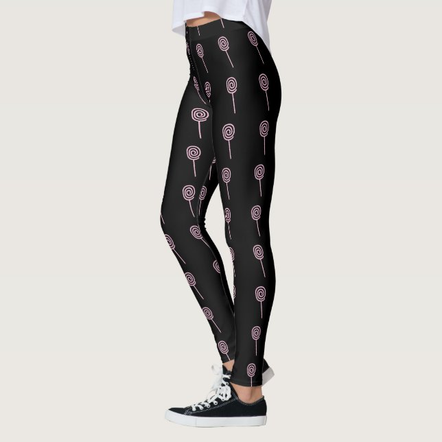 Pink Lollipops Women black Leggings (Left)